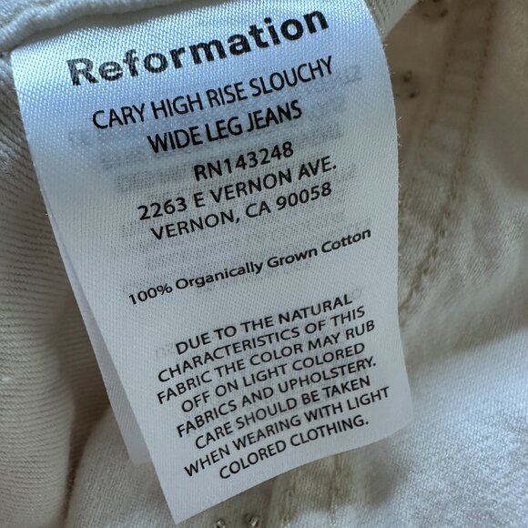 Reformation Cary High Rise Slouchy Wide Leg Jeans Fior Di Latte Studded Size 30 - Picture 4 of 10